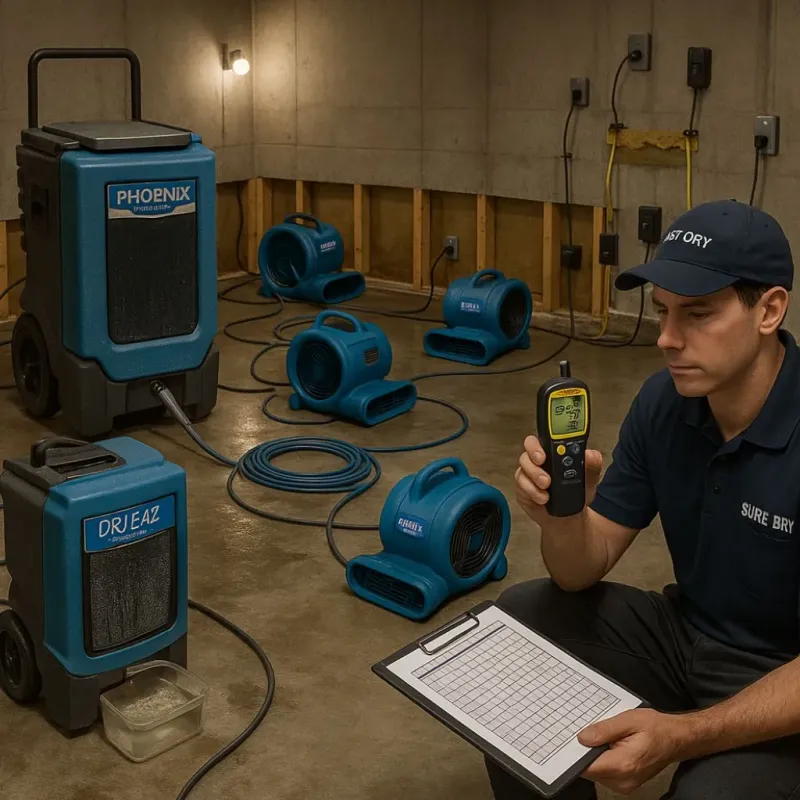 Structural Drying and Dehumidification process in Cherry Valley, CA